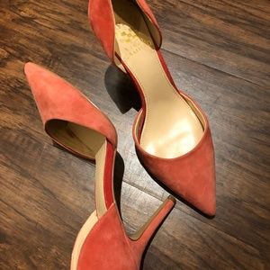 Vince Camuto pink suede pointy-toe pumps